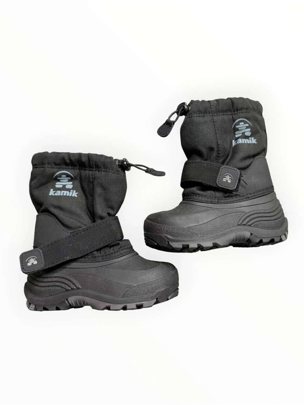 Kamik Snow Boots Kids Black Waterproof Insulated Hook Loop Winter Size 9